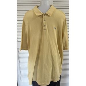 Tommy Bahama Polo Shirt Men's XXL Yellow Short Sleeve Beach Supima Cotton Logo